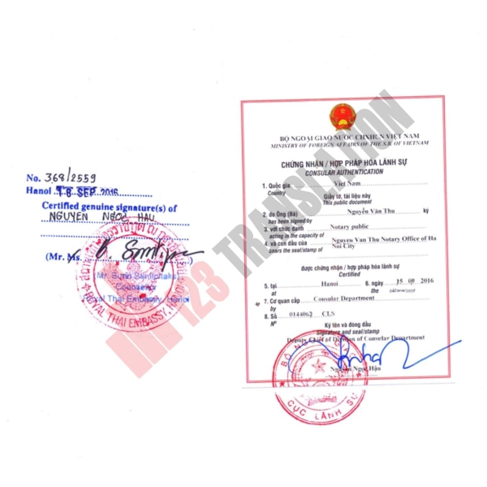 Các Giấy Tờ Cần Hợp Pháp Hóa Lãnh Sự
