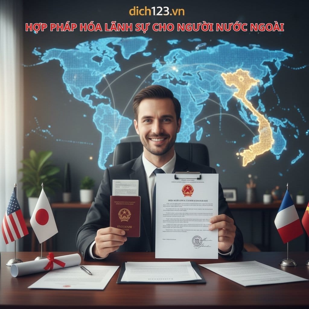HỒ SƠ CHUẨN ĐỂ THỰC HIỆN HỢP PHÁP HÓA LÃNH SỰ CHO NGƯỜI NƯỚC NGOÀI