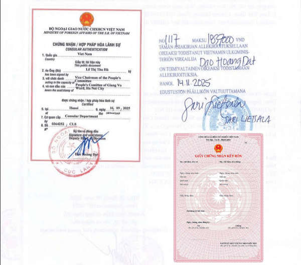 Hợp pháp hoá lãnh sự giấy đăng kí kết hôn