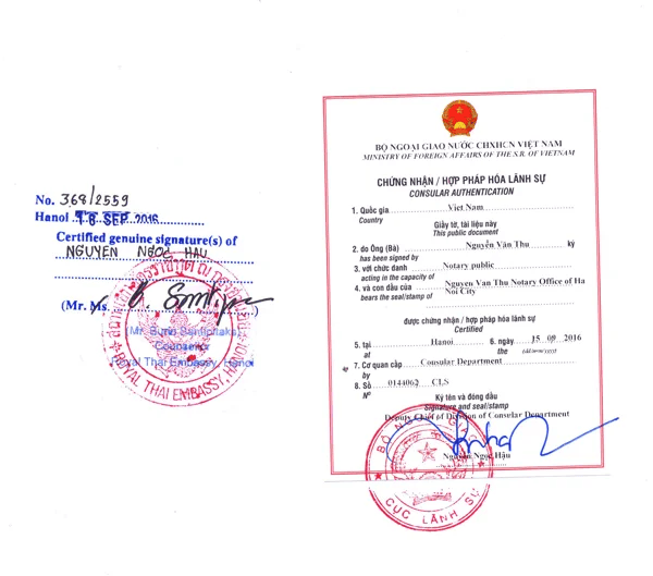 Hợp pháp hoá lãnh sự giấy tờ nước ngoài