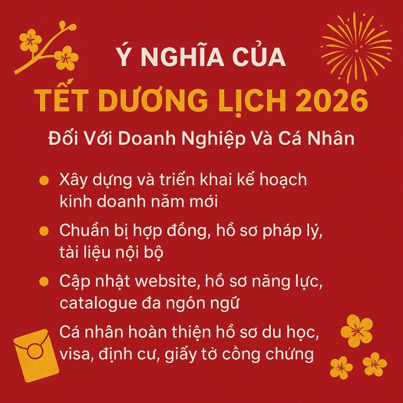 Dich123.vn cung cấp dịch vụ dịch thuật chuyên nghiệp, sẵn sàng phục vụ khách hàng dịp Tết Dương Lịch 2026.