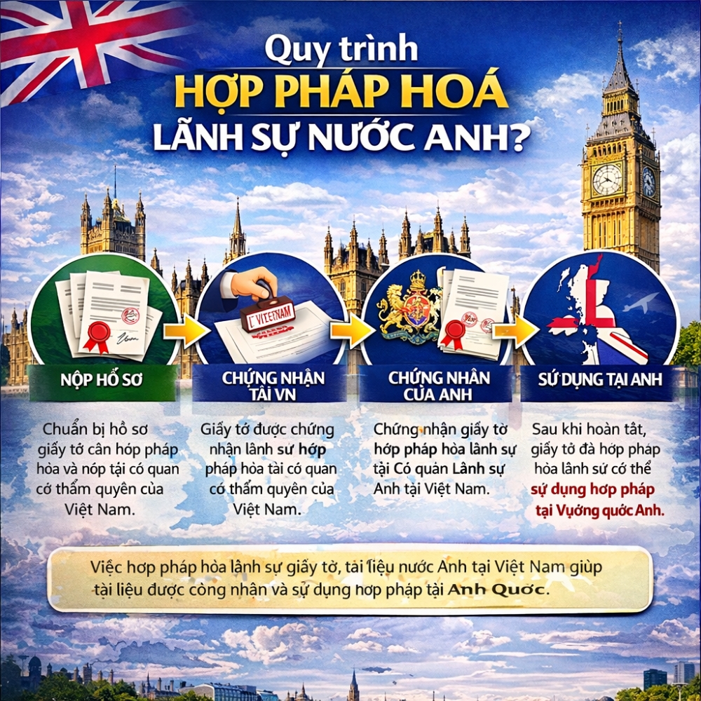 Thủ tục Hợp pháp hoá lãnh sự nước Anh chi tiết từ A–Z, tiết kiệm thời gian và hạn chế sai sót.