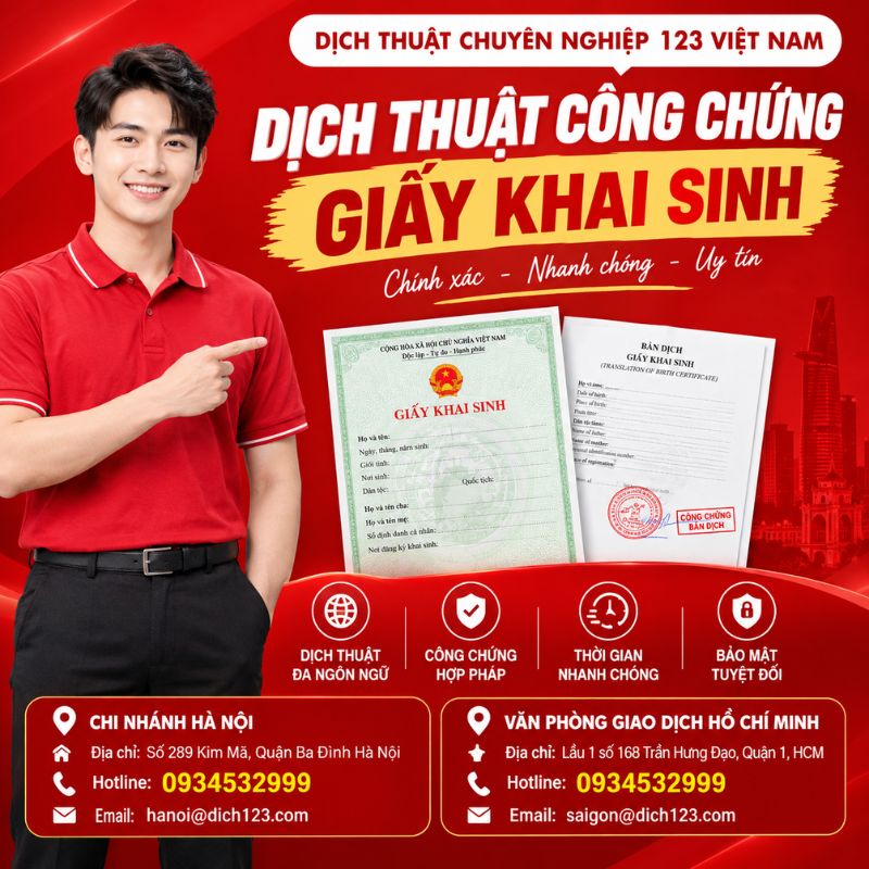 Dịch thuật công chứng giấy khai sinh