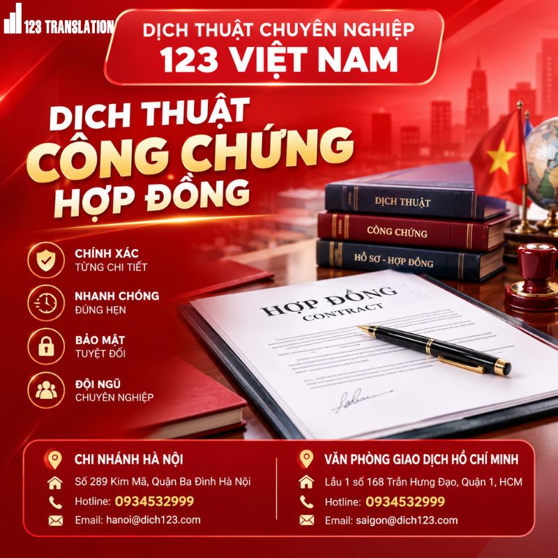 Dịch thuật công chứng hợp đồng chuyên nghiệp, chính xác, hỗ trợ hoàn thiện hồ sơ pháp lý nhanh chóng.