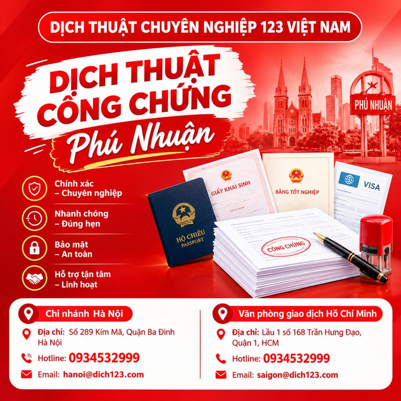 Lựa chọn dịch thuật công chứng Phú Nhuận giúp doanh nghiệp hoàn thiện hợp đồng, hồ sơ pháp lý và tài liệu thương mại.